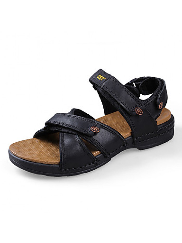 Men's Shoes Outdoor / Office & Career / Athletic / Dress / Casual Nappa Leather Sandals Black / Brown