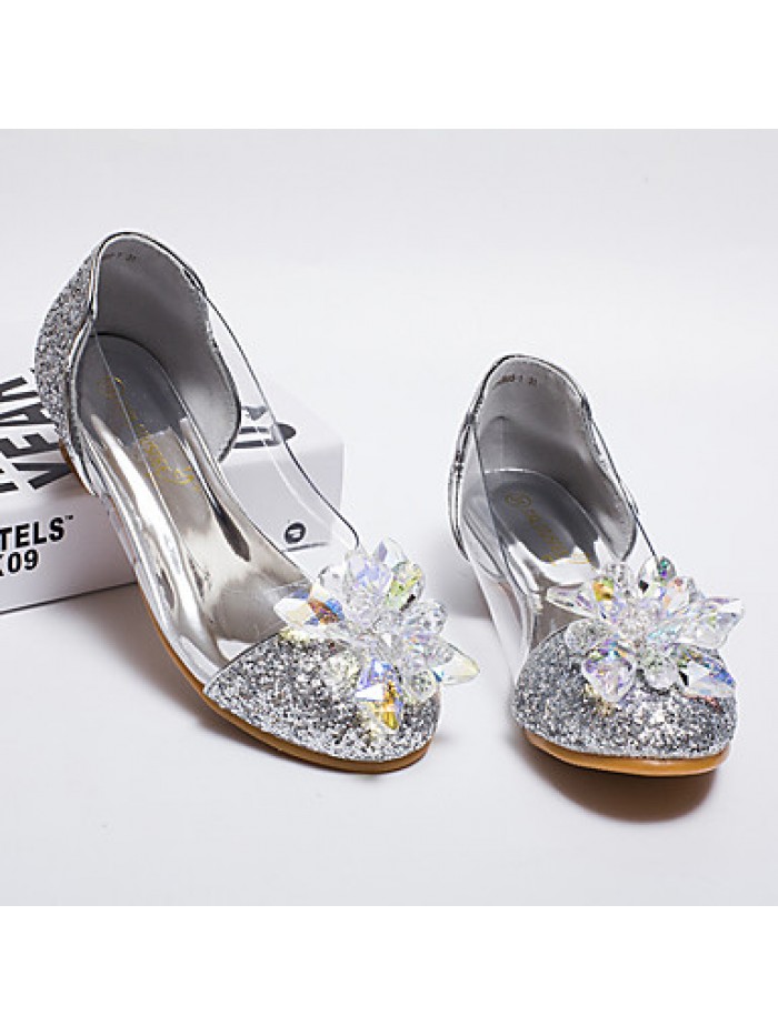 Girls Cinderella Glass Slipper Princess Crystal Shoes Soft Bottom Dress shoes Leather Princess Shoes Performance shoes