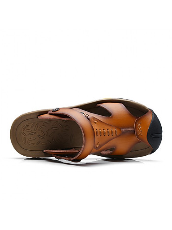 Men's Genuine Leather Slippers Outdoor Flip-Flops Comfortable Sandals