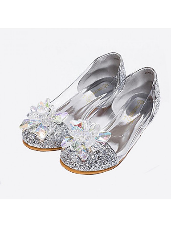 Girls Cinderella Glass Slipper Princess Crystal Shoes Soft Bottom Dress shoes Leather Princess Shoes Performance shoes