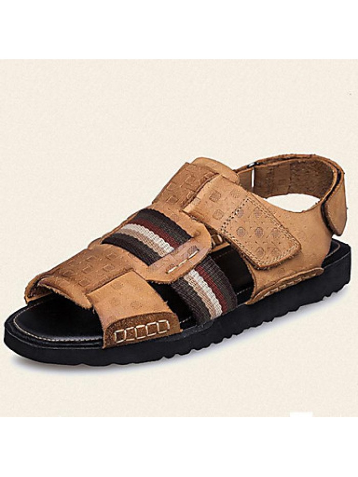 Men's Shoes Outdoor / Office & Career / Athletic / Dress /Casual Nappa Leather Sandals Big Size Black / Brown