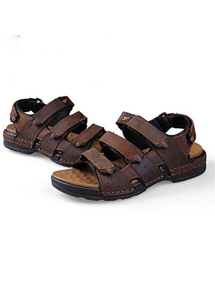 Men's Shoes Outdoor / Office & Career / Athletic / Dress / Casual Nappa Leather Sandals Black / Brown