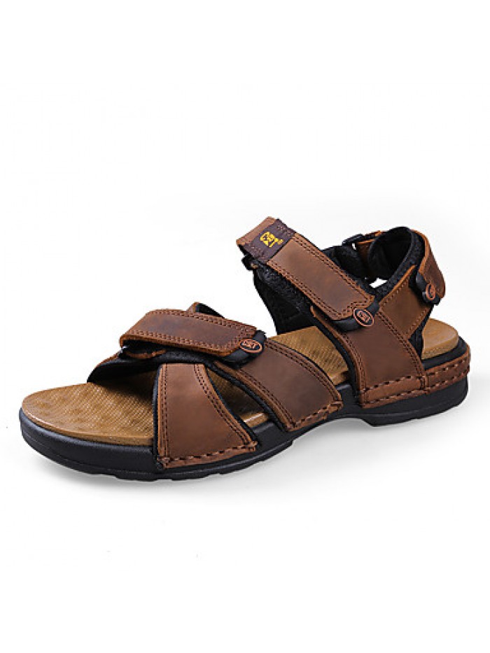 Men's Shoes Outdoor / Office & Career / Athletic / Dress / Casual Nappa Leather Sandals Black / Brown