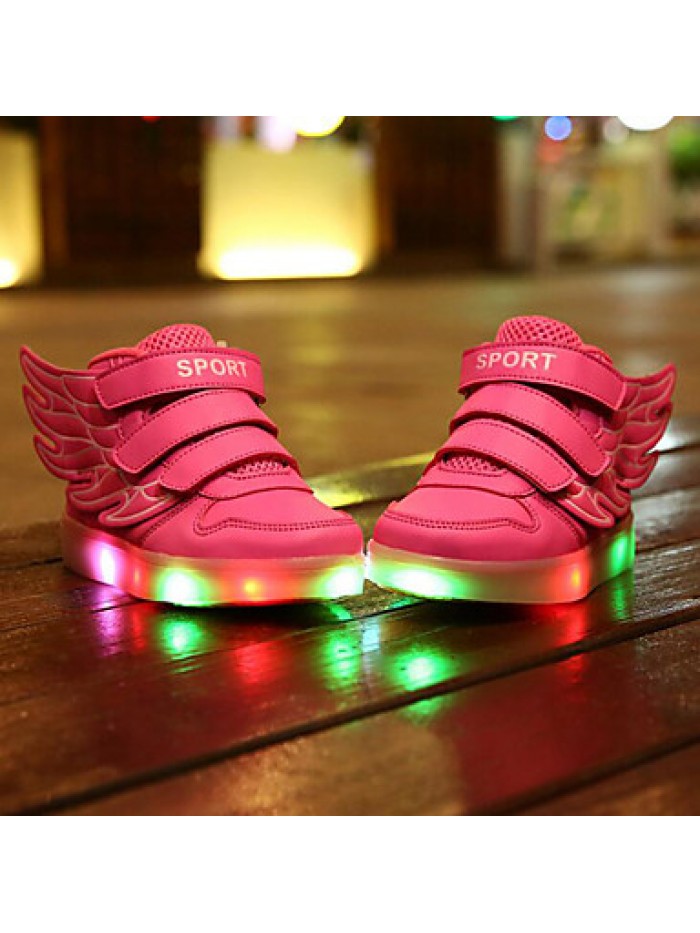 Girl's LED Shoes Sneakers Comfort / Flats Athletic / Casual / Magic Tape / wings / LED Blue / Pink / Red / White