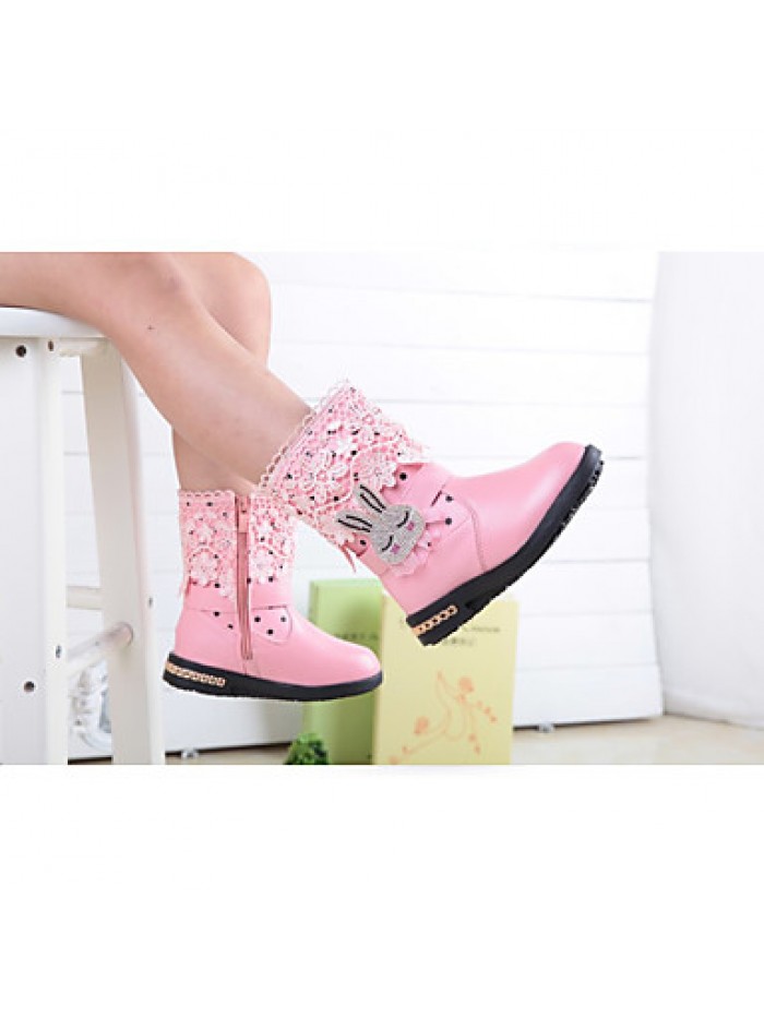 Girl's Boots Spring / Fall Combat Boots Synthetic Casual Flat Heel Zipper Pink / Red Others