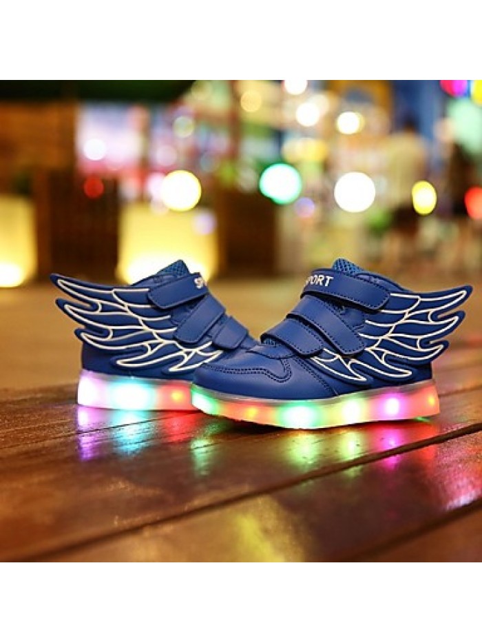 Girl's LED Shoes Sneakers Comfort / Flats Athletic / Casual / Magic Tape / wings / LED Blue / Pink / Red / White