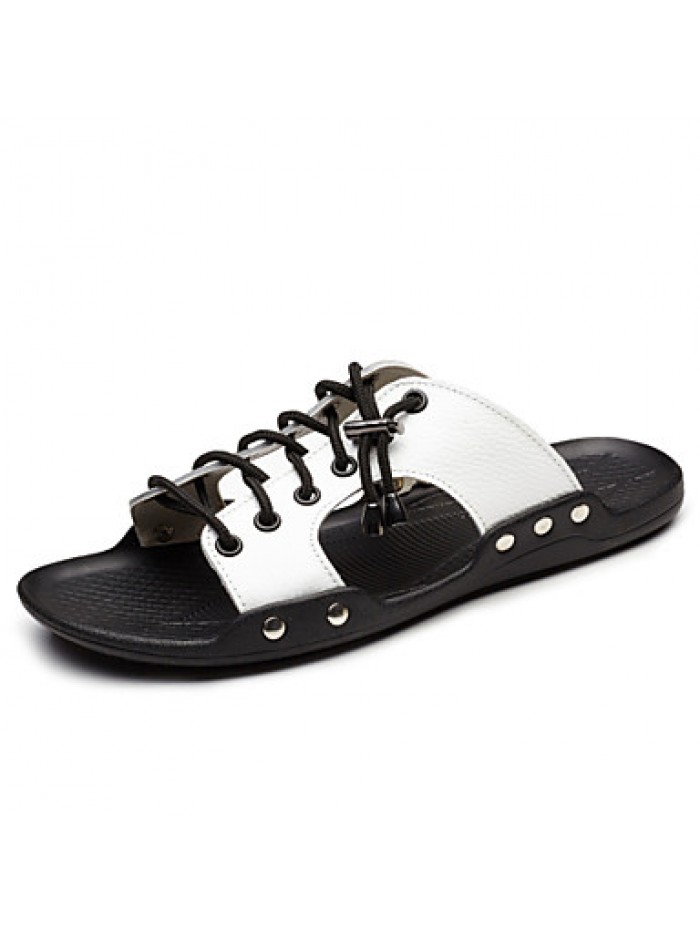 Men's Shoes Outdoor / Office & Career / Casual Leather Sandals Black / Yellow / White