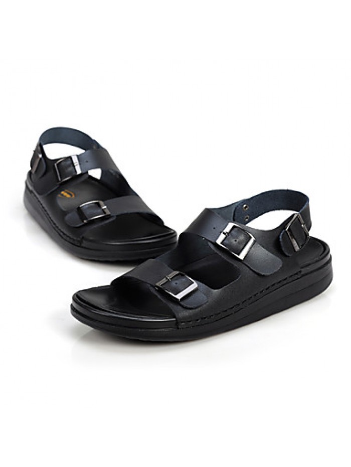 Men's Shoes Outdoor / Casual Leather Sandals / Slip-on Black / Brown / White