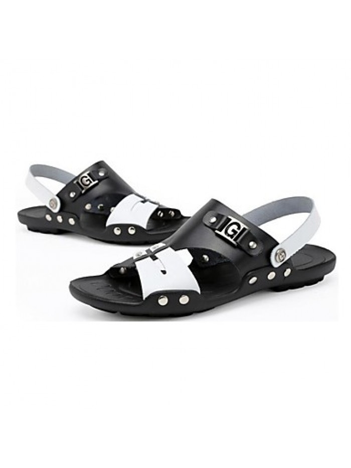 Men's Shoes Outdoor / Office & Career / Athletic / Dress / Casual Nappa Leather Sandals Black