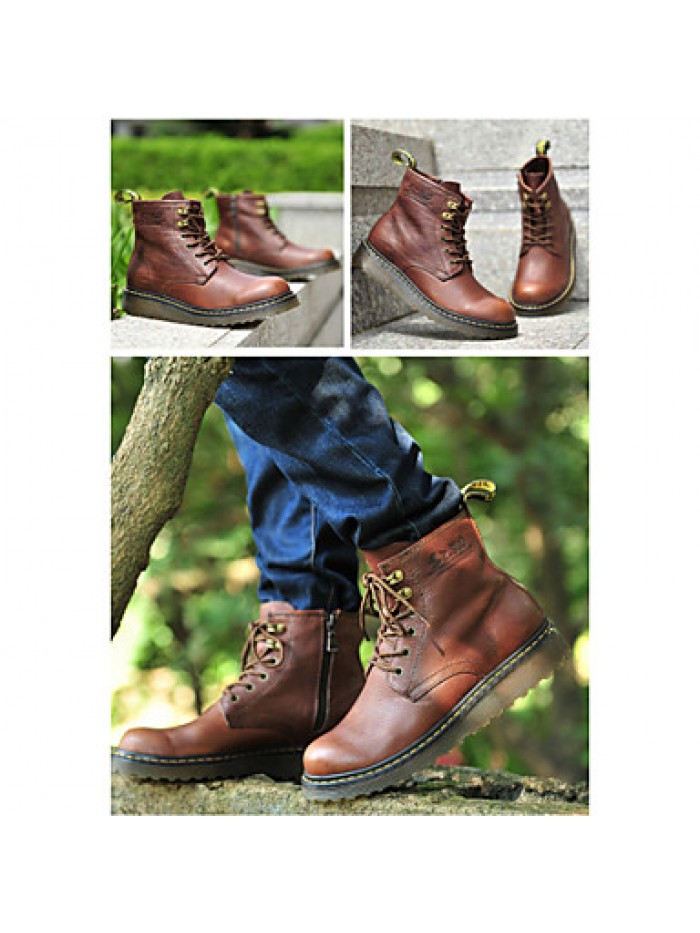 Shoes Outdoor / OfficeCareer / Casual Leather Boots Black / Brown