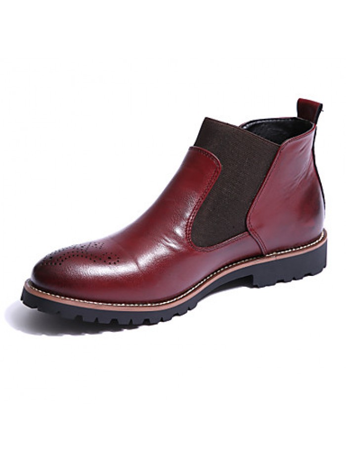 Shoes Leather OfficeCareer / Casual Boots OfficeCareer / Casual Low Heel Split Joint Black / Brown / Burgundy