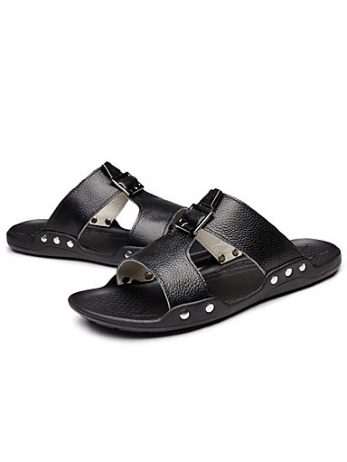 Men's Shoes Outdoor / Office & Career / Casual Leather Sandals Black / Yellow / White