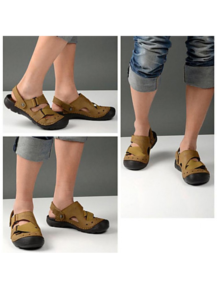 Men's Shoes Outdoor / Office & Career / Athletic / Dress / Casual Nappa Leather Sandals Khaki