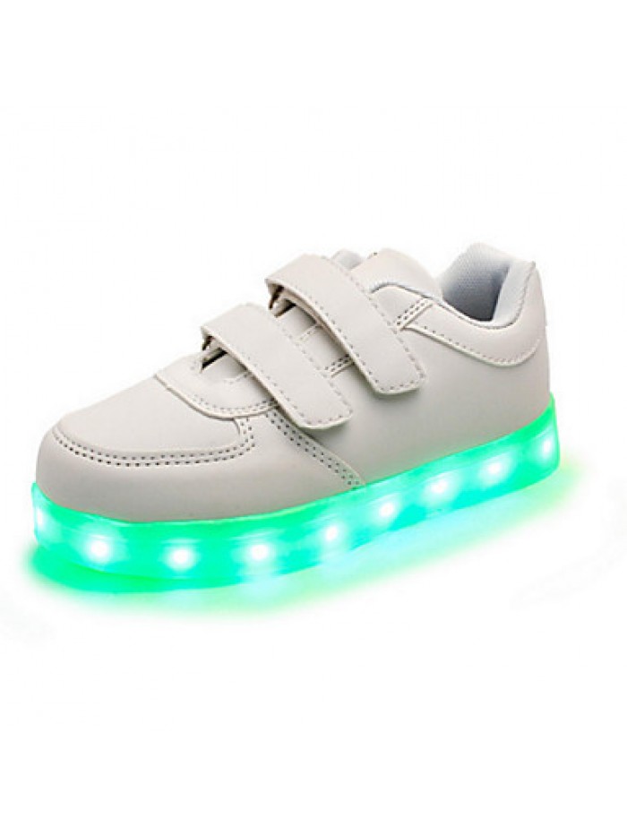 Girl's LED'S Shoes Sneakers Comfort / Flats Party / Athletic / Casual Flat Heel Magic Tape / LED Black / White