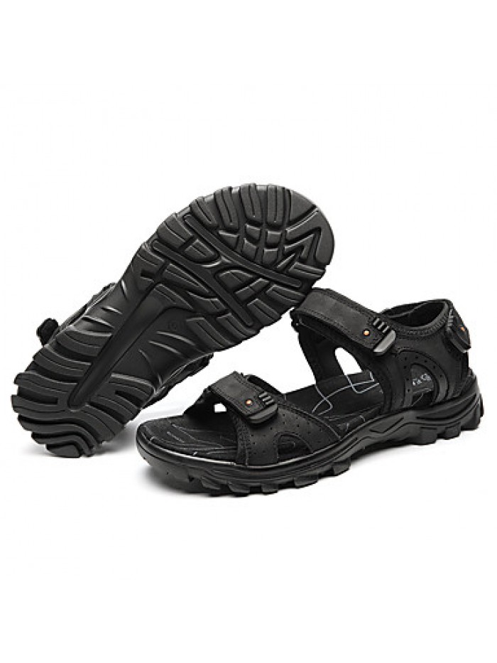 Men's Shoes Outdoor / Office & Career /Work & Duty / Athletic / Dress / Casual Nappa Leather Sandals Black/Brown