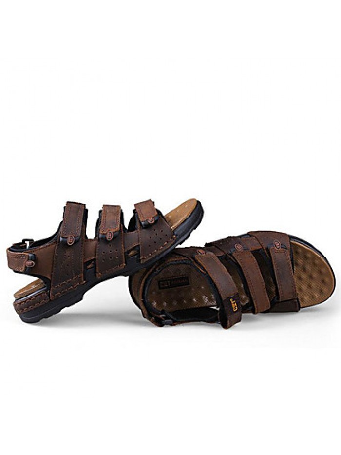 Men's Shoes Outdoor / Office & Career / Athletic / Dress / Casual Nappa Leather Sandals Black / Brown