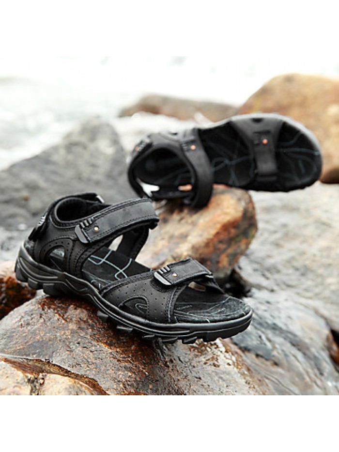 Men's Shoes Outdoor / Office & Career /Work & Duty / Athletic / Dress / Casual Nappa Leather Sandals Black/Brown