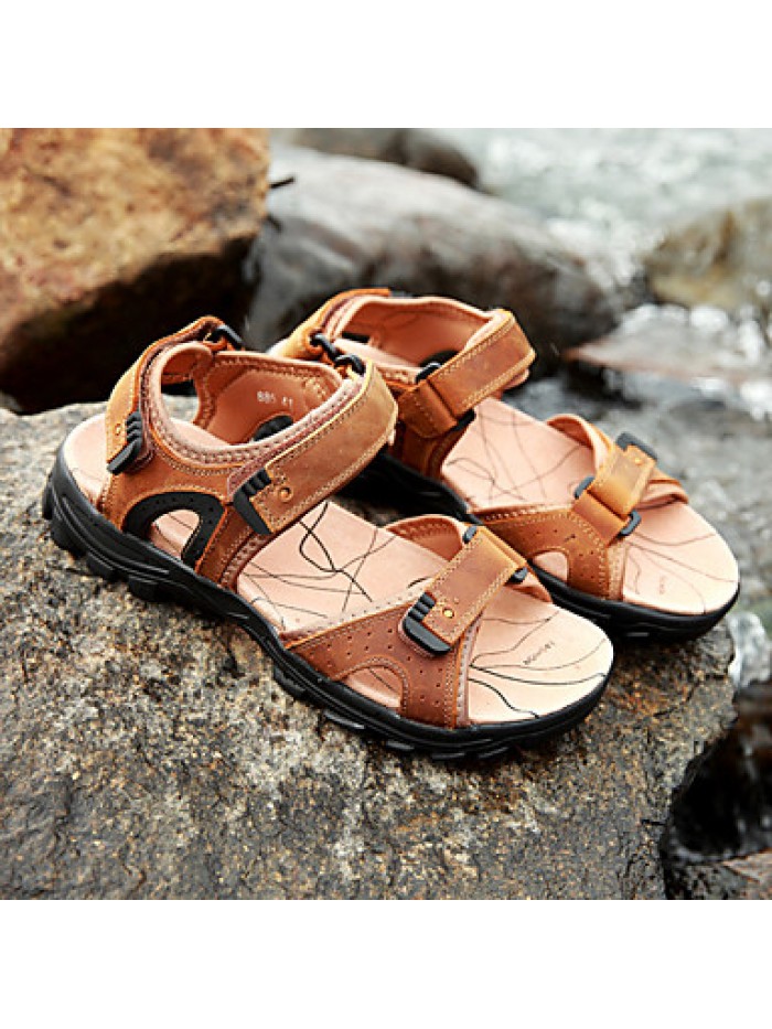 Men's Shoes Outdoor / Office & Career /Work & Duty / Athletic / Dress / Casual Nappa Leather Sandals Black/Brown