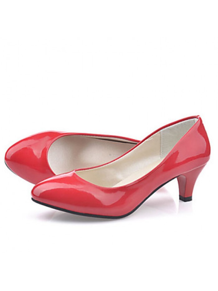 Women's Shoes Patent Leather Low Heel Heels / Comfort Heels Office & Career / Casual Black / Red / White / Beige