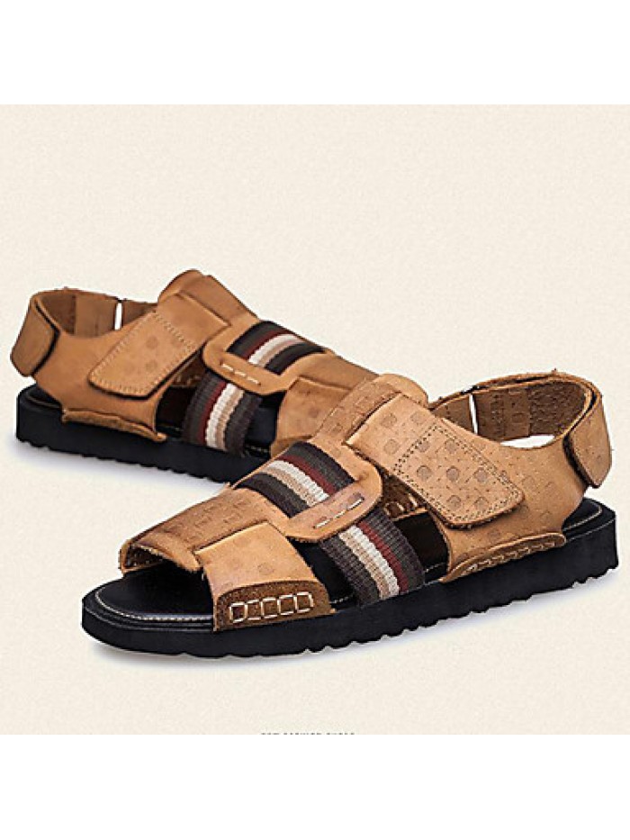 Men's Shoes Outdoor / Office & Career / Athletic / Dress /Casual Nappa Leather Sandals Big Size Black / Brown