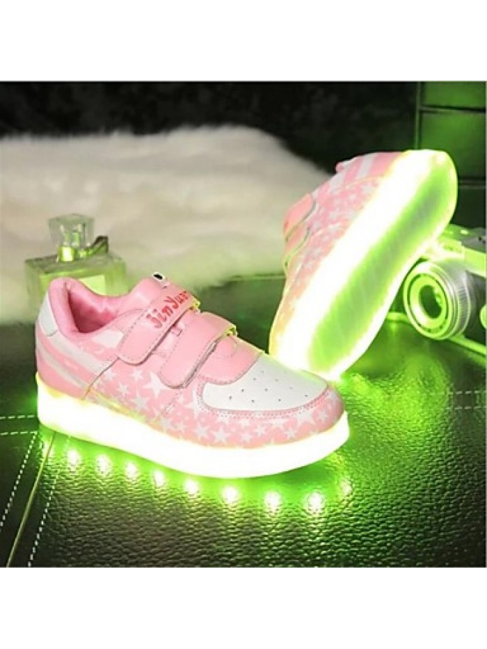 Kid Boy Girl Upgraded USB Charging LED Light Sport Shoes Flashing Sneakers USB Charge (Pink)