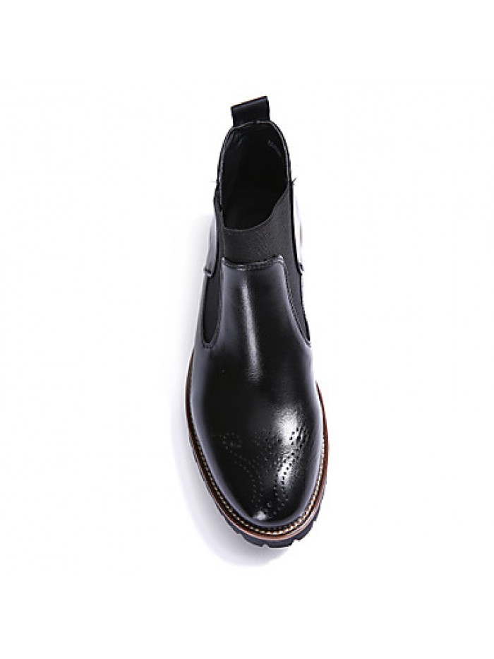 Shoes Leather OfficeCareer / Casual Boots OfficeCareer / Casual Low Heel Split Joint Black / Brown / Burgundy