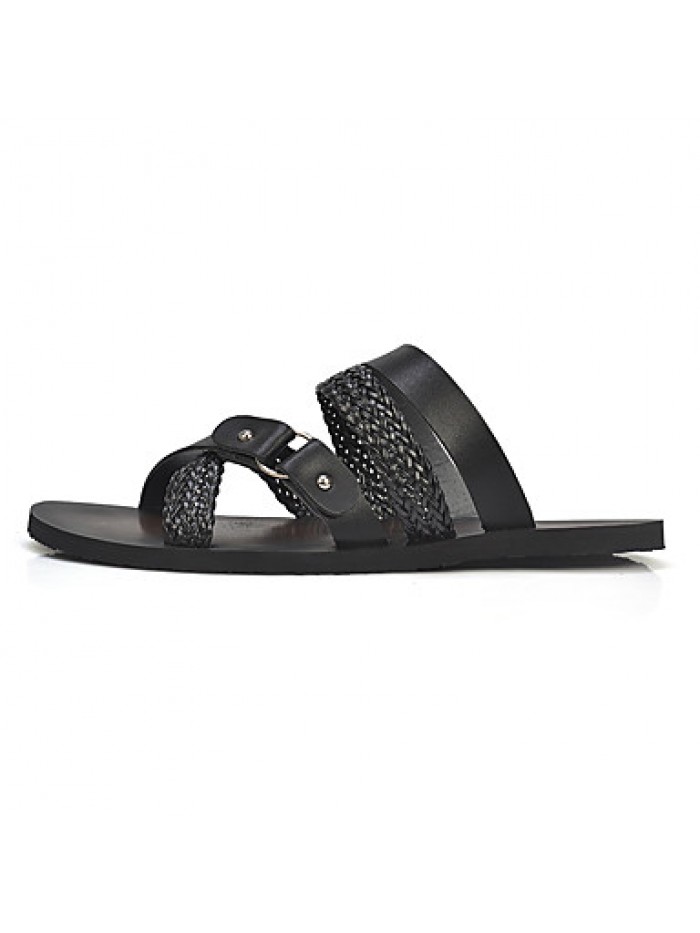 Men's Shoes Casual Leatherette Sandals Black / White