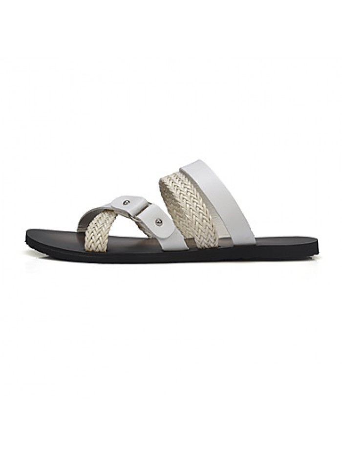 Men's Shoes Casual Leatherette Sandals Black / White