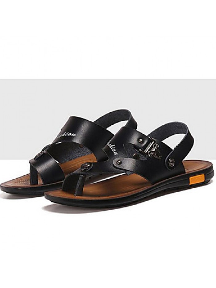 Men's Shoes Outdoor / Athletic / Casual Nappa Leather Sandals Black / Brown