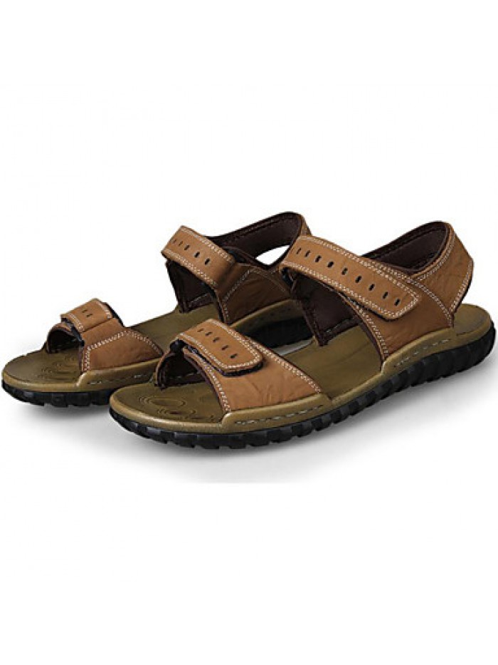 Men's Shoes Outdoor / Office & Career / Athletic / Casual Nappa Leather Big size Sandals Khaki