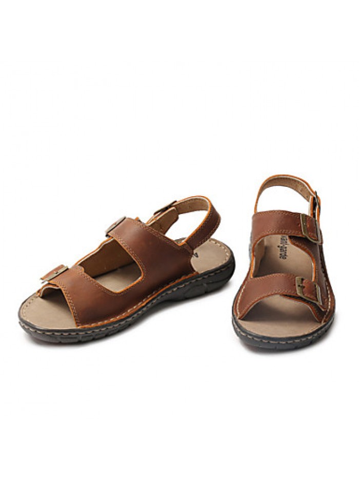 Men's Shoes Outdoor / Athletic / Casual Leather Sandals Brown