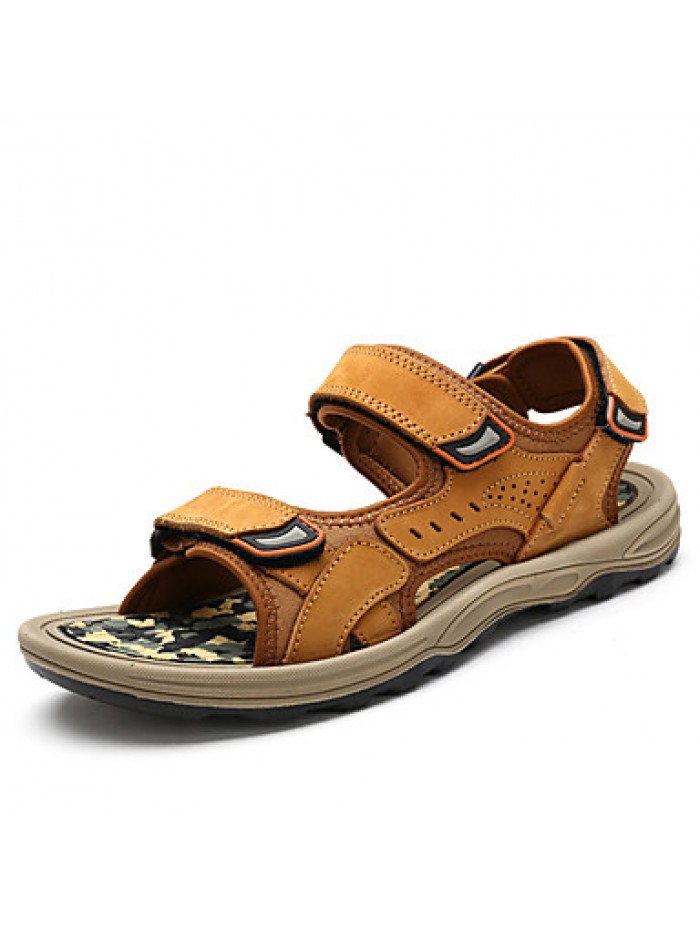 Men's Shoes Outdoor / Work & Duty / Casual Leather Sandals Black / Brown / Yellow