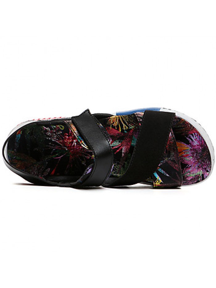 Men's Shoes Leatherette Casual Sandals Casual Flat Heel Magic Tape Silver / Gold / Multi-color