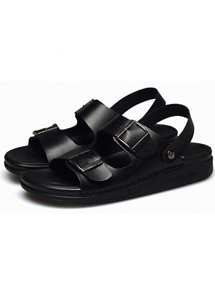 Men's Shoes Outdoor / Office & Career / Work & Duty / Athletic / Casual Nappa Leather Sandals Black / Brown / White