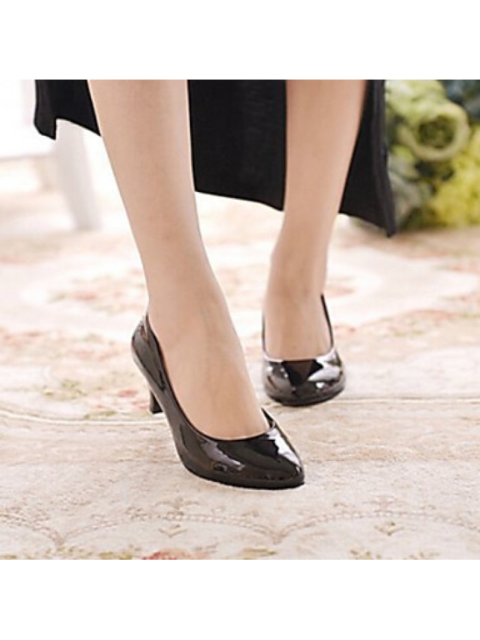 Women's Shoes Patent Leather Low Heel Heels / Comfort Heels Office & Career / Casual Black / Red / White / Beige