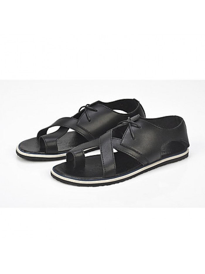 Men's Shoes Casual Leatherette Sandals Black / White