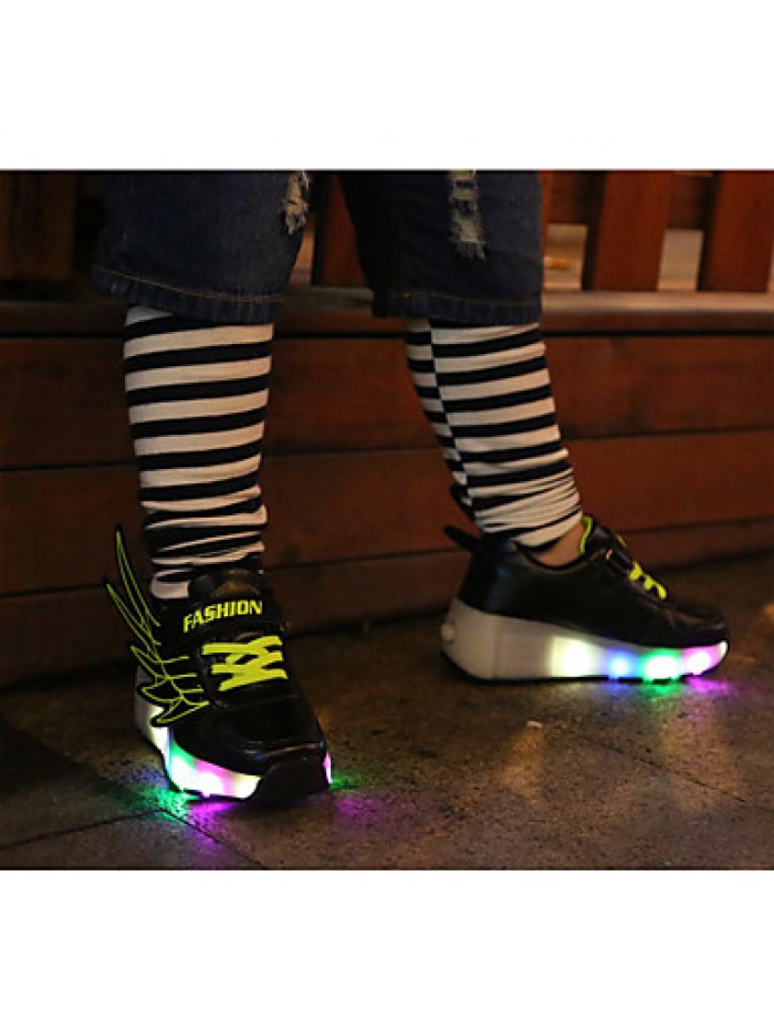 LED's Shoes Girl's Flats Summer Roller Skate Shoes PU Casual Flat Heel LED Black / Royal Blue / Fuchsia / Orange Others