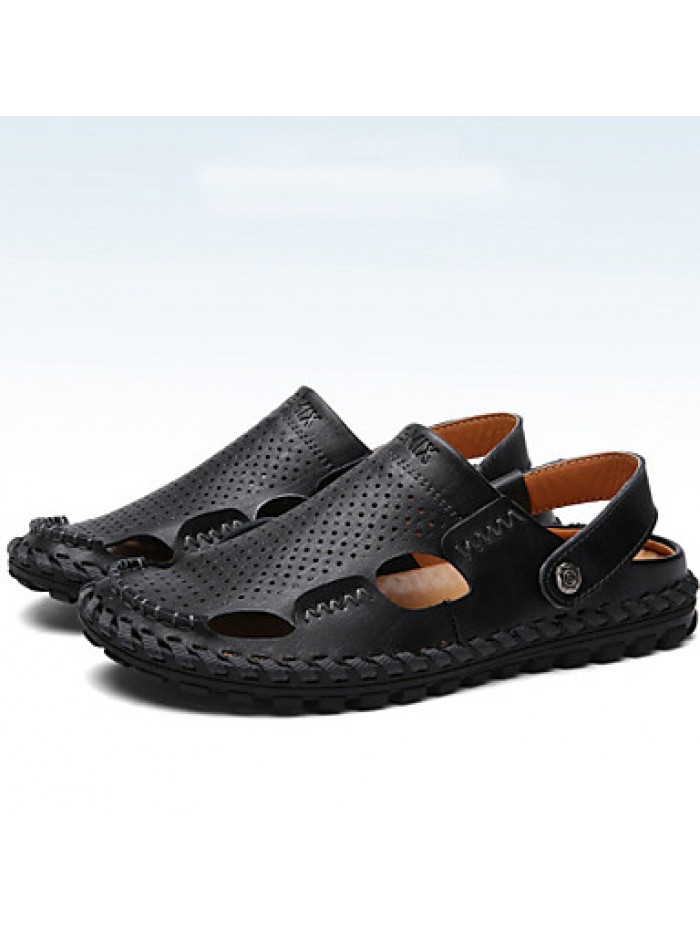 Men's Shoes Outdoor / Office & Career / Athletic / Dress / Casual Nappa Leather Sandals Black / Brown