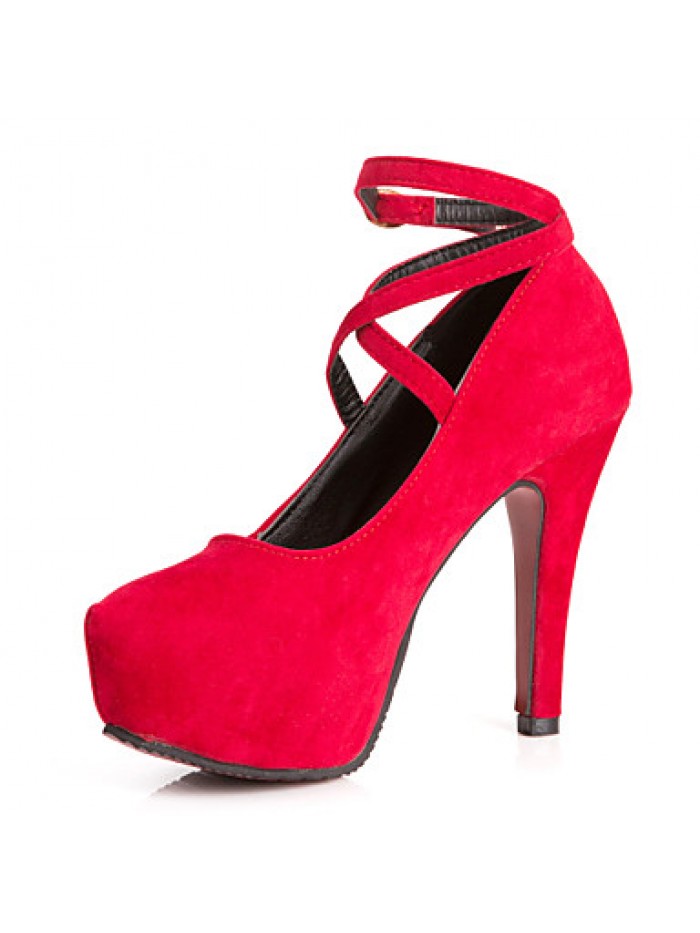 Women's Summer Heels Suede Dress Stiletto Heel Black / Blue / Red