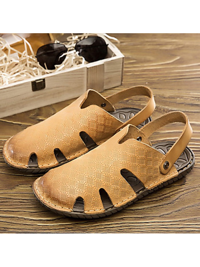 Men's Shoes Outdoor / Office & Career / Athletic / Dress / Casual Nappa Leather Sandals Big Size Black / Brown