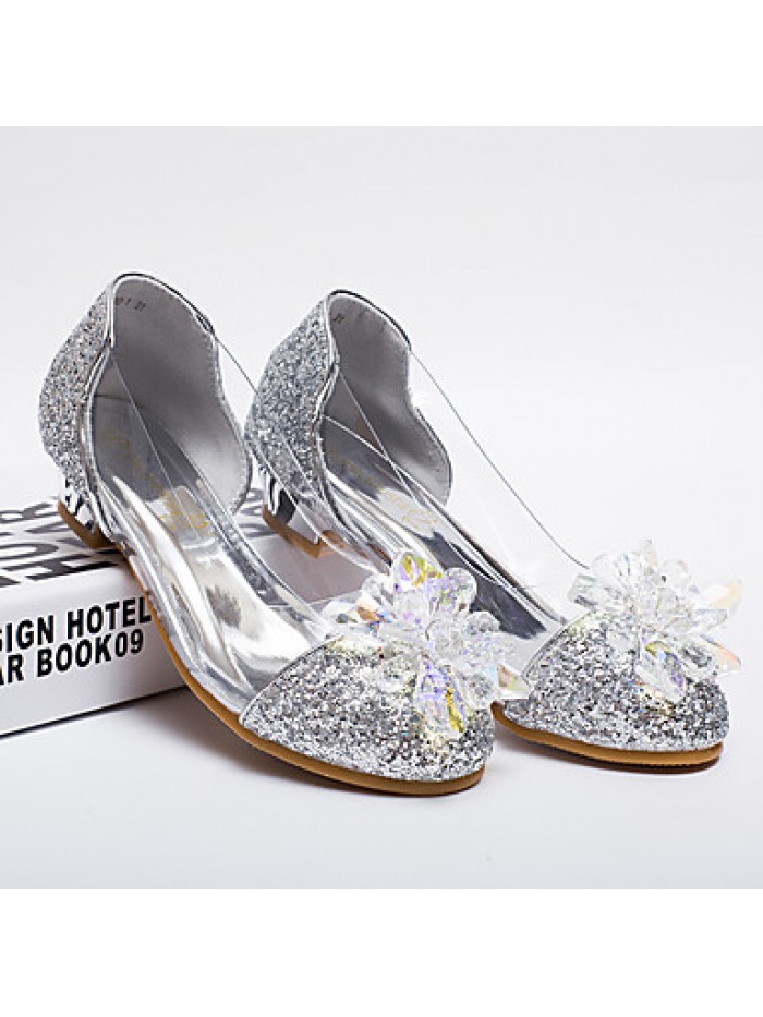 Girls Cinderella Glass Slipper Princess Crystal Shoes Soft Bottom Dress shoes Leather Princess Shoes Performance shoes