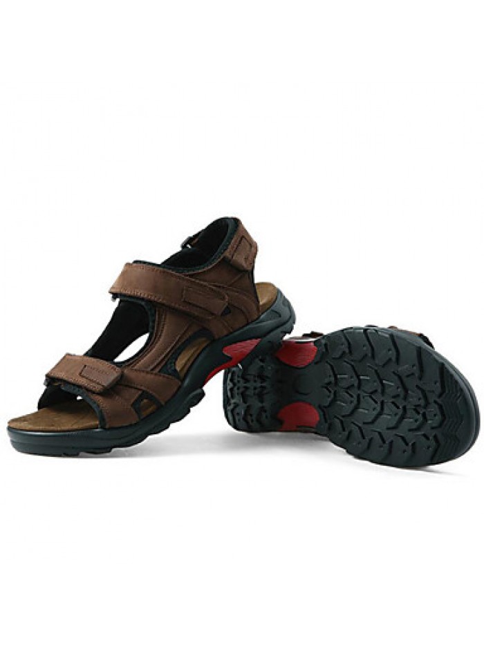 Men's Shoes Outdoor / Office & Career / Athletic / Dress / Casual Leather Sandals / Flip-Flops Big Size Taupe