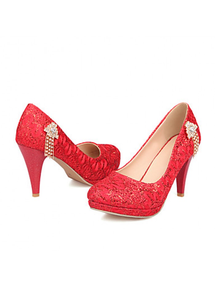 Women's Shoes Glitter Stiletto Heel Heels/Round Toe Heels Dress Red/Silver/Gold