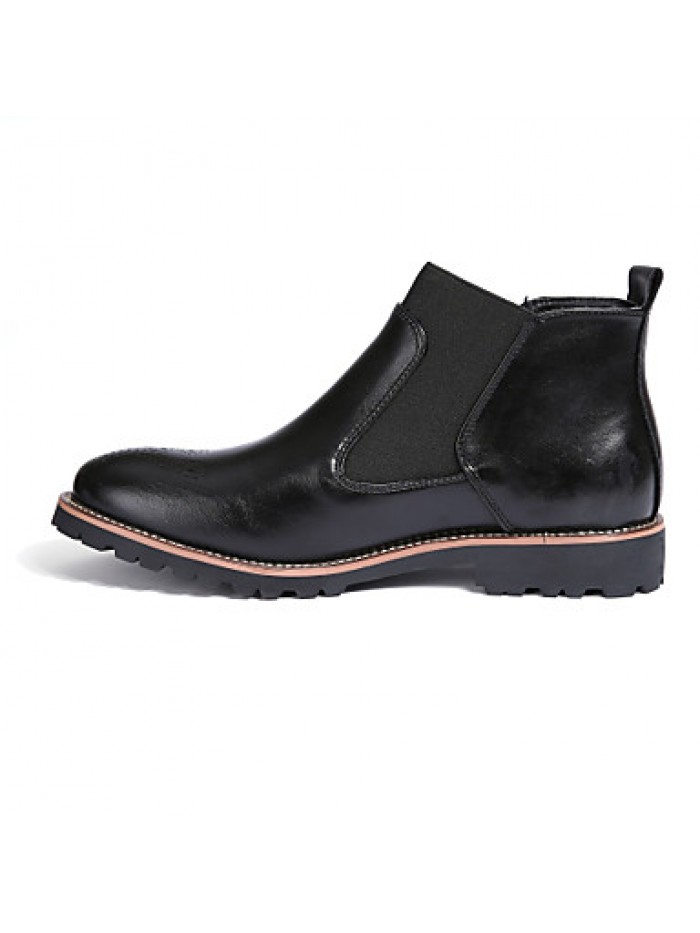 Shoes Leather OfficeCareer / Casual Boots OfficeCareer / Casual Low Heel Split Joint Black / Brown / Burgundy