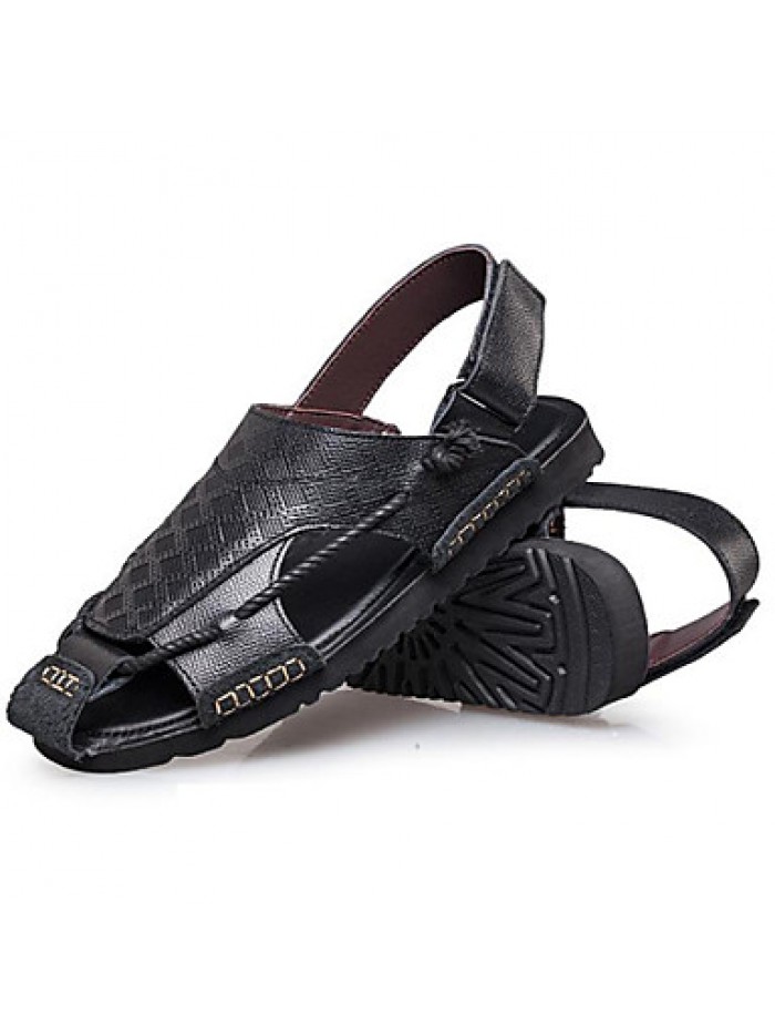 Men's Shoes Outdoor / Office & Career / Athletic / Dress /Casual Nappa Leather Sandals Big Size Black / Brown