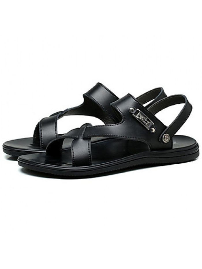 Men's Shoes Outdoor / Office & Career / Work & Duty / Athletic / Dress / Casual Nappa Leather Sandals Black / White