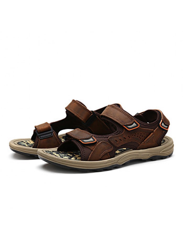 Men's Shoes Outdoor / Work & Duty / Casual Leather Sandals Black / Brown / Yellow