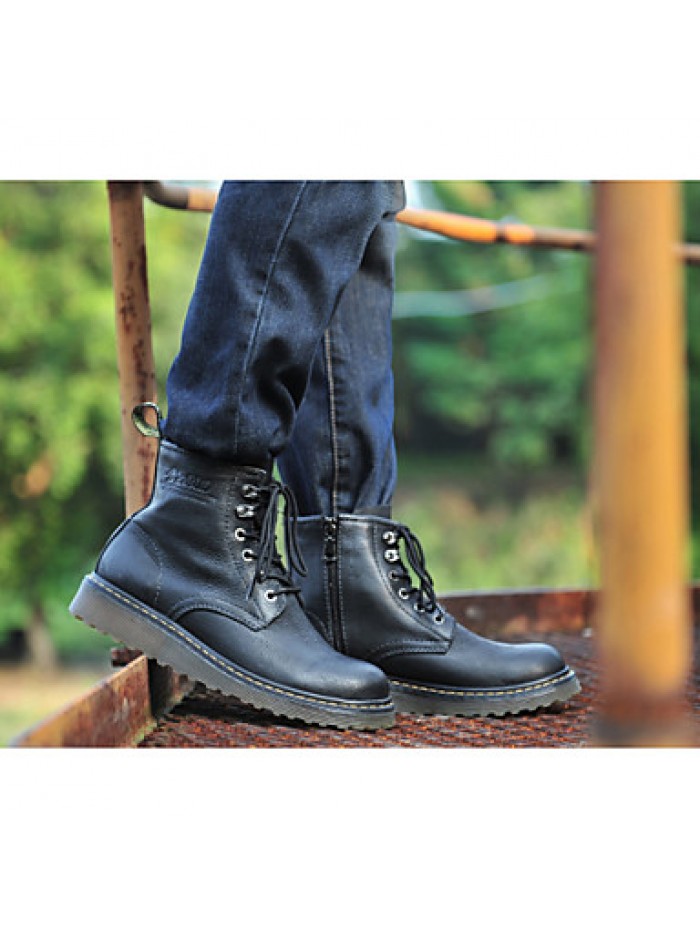 Shoes Outdoor / OfficeCareer / Casual Leather Boots Black / Brown