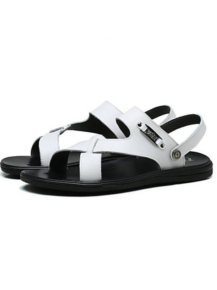 Men's Shoes Outdoor / Office & Career / Work & Duty / Athletic / Dress / Casual Nappa Leather Sandals Black / White