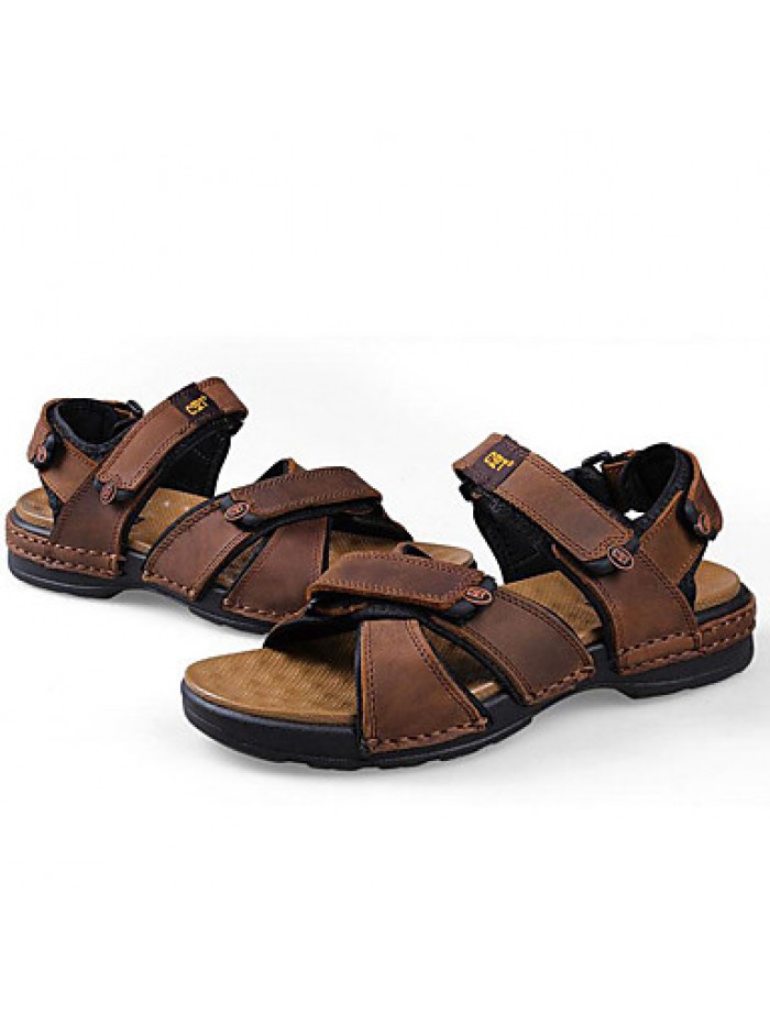 Men's Shoes Outdoor / Office & Career / Athletic / Dress / Casual Nappa Leather Sandals Black / Brown